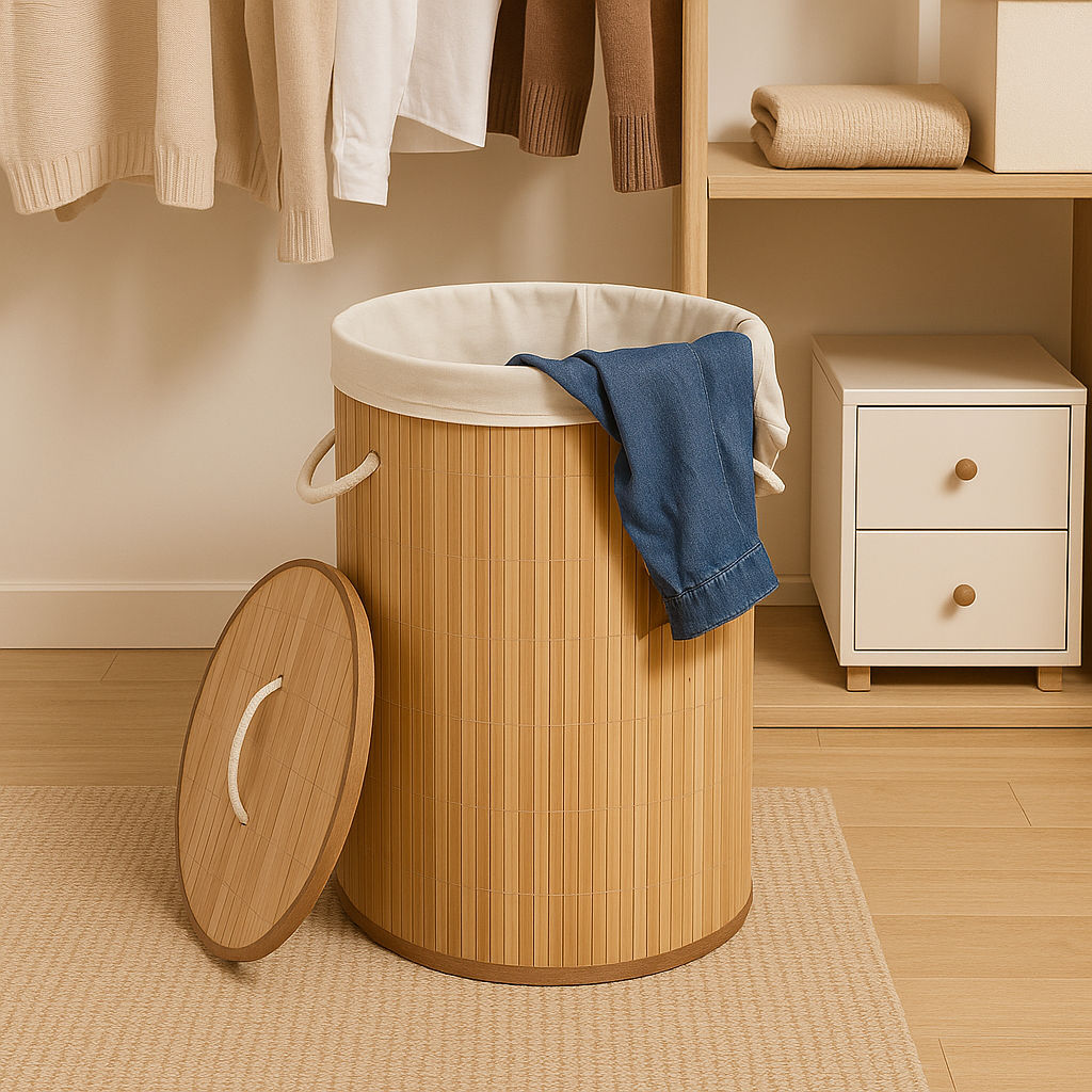 Bamboo Round Laundry Basket